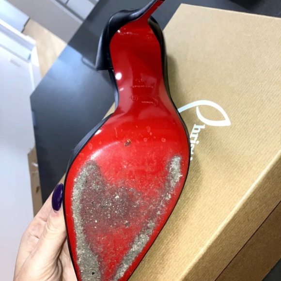 Christian Louboutin Iriza 100 Nappa Shiny Black Stilleto Heels Size 41.5 / 11.5 - Picture 10 of 13